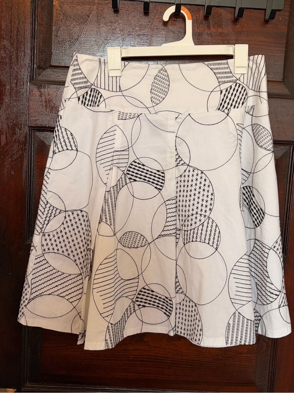 Autograph White Skirt with Black Circular Print